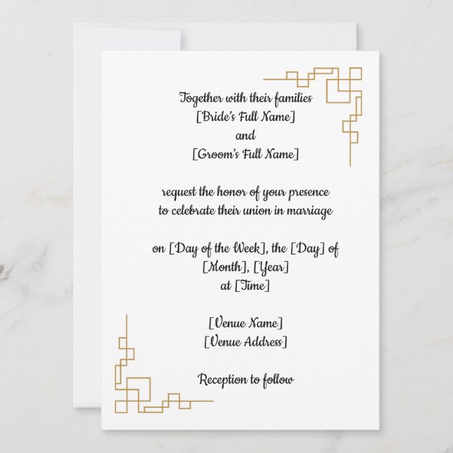 Faire-part de mariage classique personnalisable (Devant)