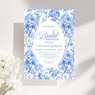 Faire-part de Mariage Classique Toile de Jouy Navy