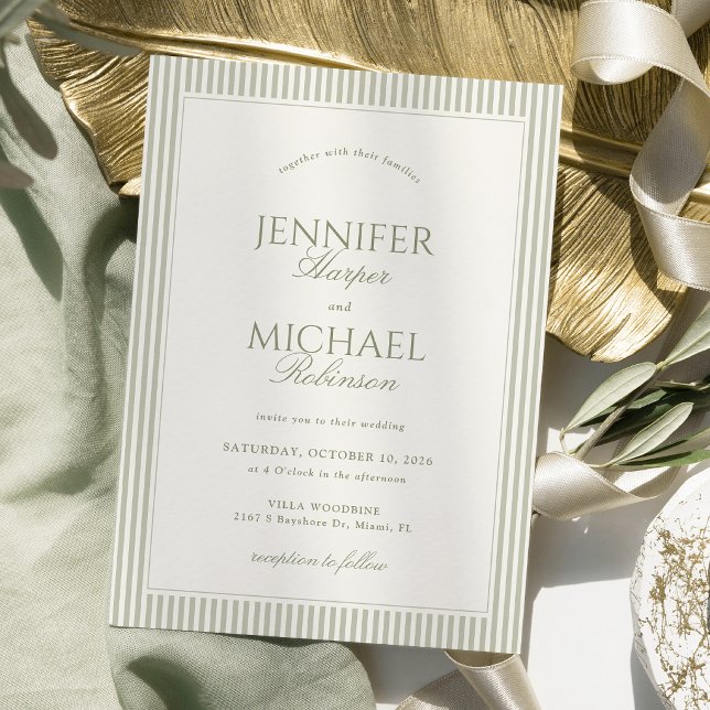 Faire-part de mariage classique vert sauge (Créateur téléchargé)