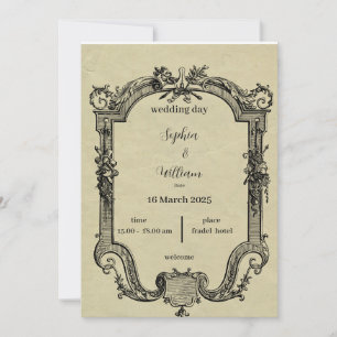 Faire-part de mariage classique verte et noire