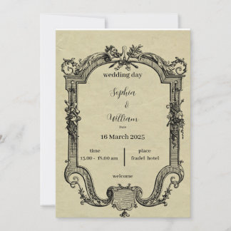 Faire-part de mariage classique verte et noire
