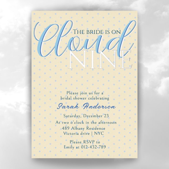 Faire-part de Mariage Cloud 9 Moderne Motif Bleu (Créateur téléchargé)