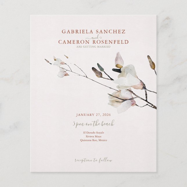 Faire-Part de Mariage Code QR Floral Terracotta Éc (Devant)