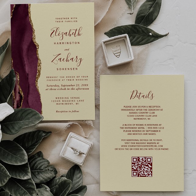 Faire-part de mariage Code QR Jaune Beurre Agate O (Créateur téléchargé)