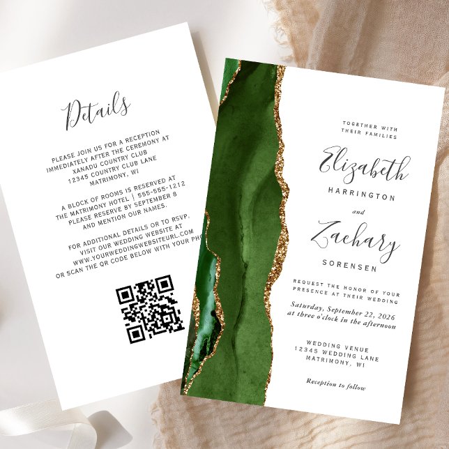 Faire-part de mariage Code QR Vert Chasseur de Bud (Créateur téléchargé)