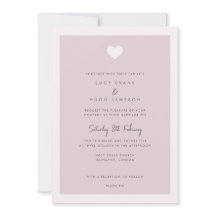 Faire-part de mariage Coeur d'amour rose moderne
