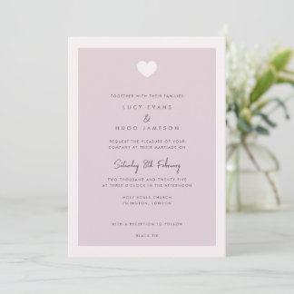 Faire-part de mariage Coeur d'amour rose moderne