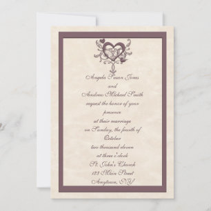 Faire-part de mariage Coeur de prune d'ivoire