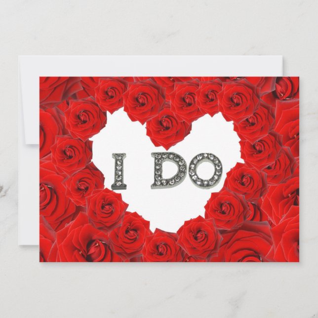 Faire-part de mariage coeur de roses rouges I Do B (Devant)