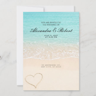 Faire-part de mariage Cœur de Sable de Vague d'Océ
