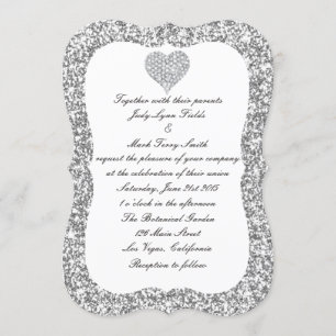Faire-part de mariage coeur diamant Parties scinti