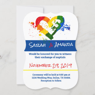 Faire-part de mariage coeur LGBT Pride