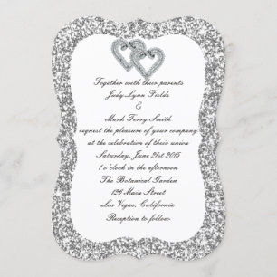 Faire-part de mariage Coeurs Diamants Parties scin