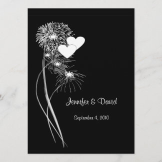 Faire-part de mariage Coeurs et feux d'artifice