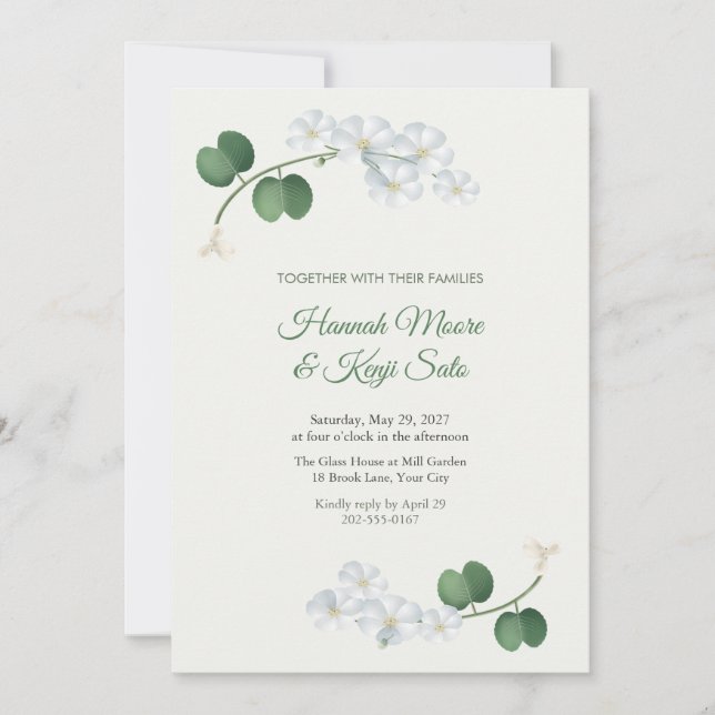 Faire-Part de Mariage Coins Fleur de Squelette (Devant)