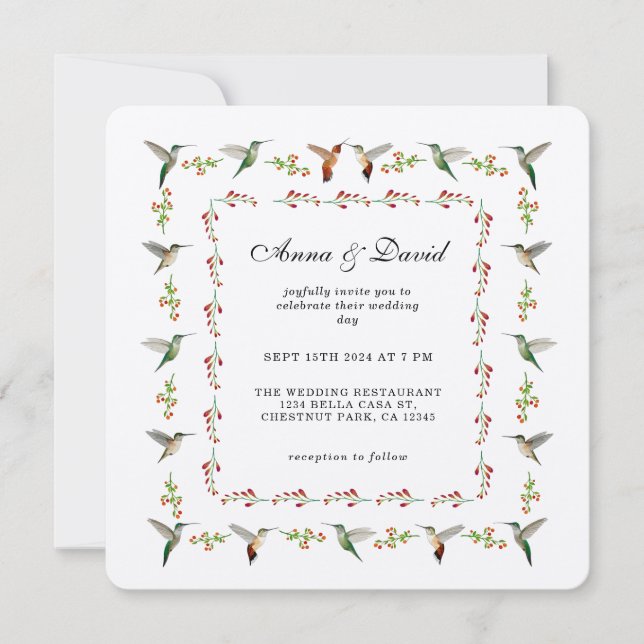 Faire-part de mariage colibri (Devant)