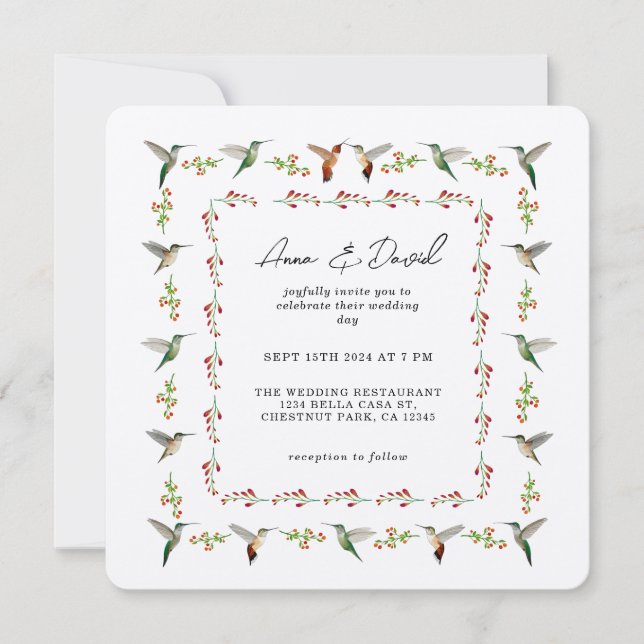 Faire-part de mariage colibri (Devant)