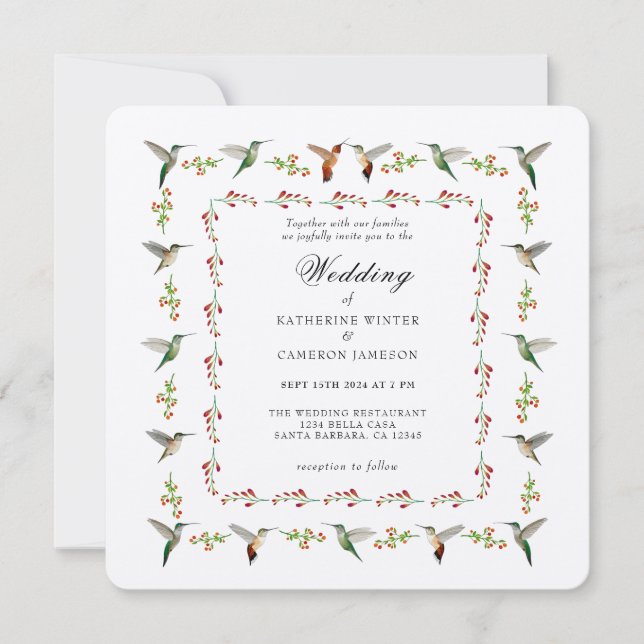 Faire-part de mariage colibri (Devant)