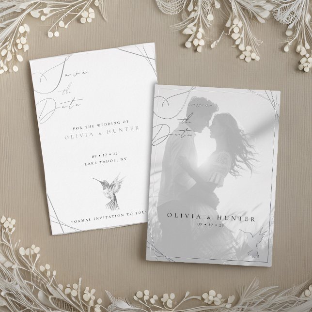 Faire-part de mariage colibri noir et blanc (Créateur téléchargé)
