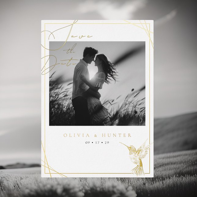 Faire-part de mariage colibri noir et blanc (Créateur téléchargé)