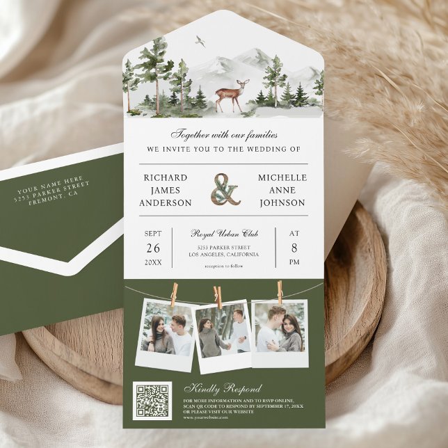 Faire-part de mariage Collage de photos QR Code Ce (Créateur téléchargé)