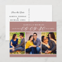 Faire-part de mariage Collage Photo Rose Poussiére