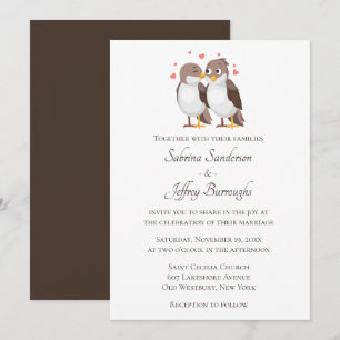 Faire-part de mariage Colombes d'amour marron - Oi