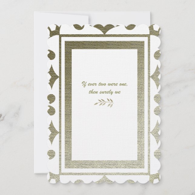 Faire-part de mariage colonial d'or de poésie (Devant)