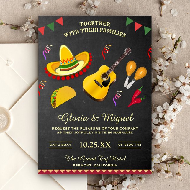 Faire-part de mariage Coloré Fiesta Mexicaine (Créateur téléchargé)