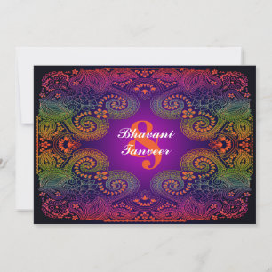 Faire-part de mariage coloré Rainbow Paisley