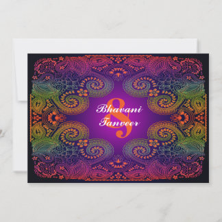 Faire-part de mariage coloré Rainbow Paisley