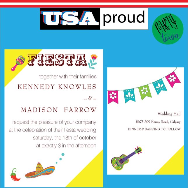 Faire-part de mariage colorée mexicaine Fiesta (Créateur téléchargé)