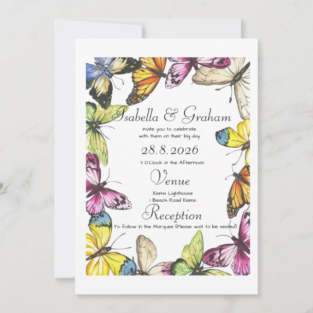 Faire-part de mariage - Conception simple de papil (Devant)