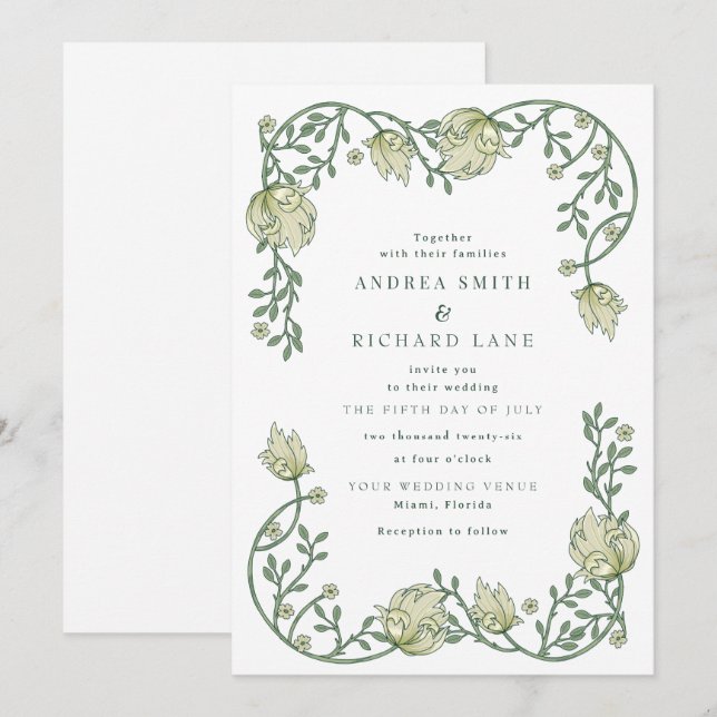 Faire-part de Mariage Conte de Fées de Jardin (Devant / Derrière)
