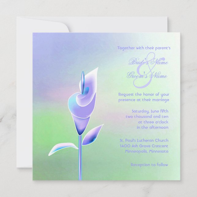 Faire-part de mariage contemporain de Calla Lily (Devant)