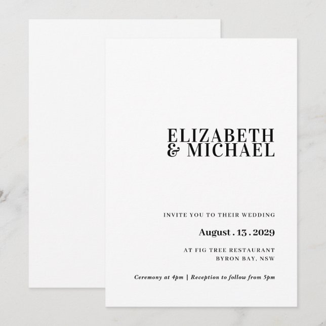 Faire-part de mariage contemporaine simple et mode (Devant / Derrière)