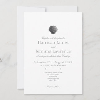 Faire-part de mariage coquillage à l'aquarelle au