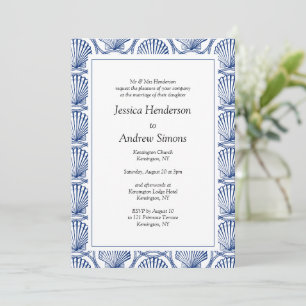 Faire-part de mariage coquillage marin Navy