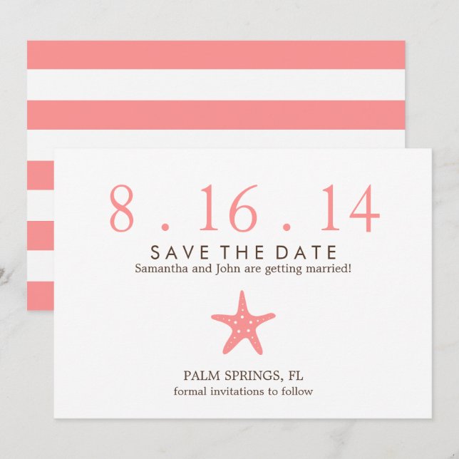 Faire-part de mariage Coral Starfish (Devant / Derrière)