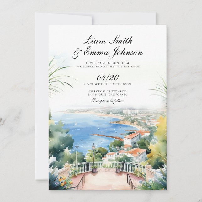 Faire-part de mariage Cote d'Azur France (Devant)