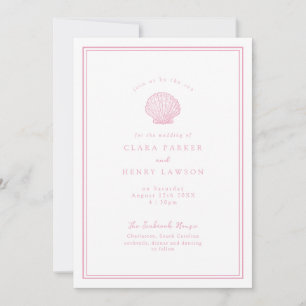Faire-part de mariage côtier Coquillage Rose Pâle