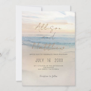 Faire-part de mariage coucher de soleil sur la pla