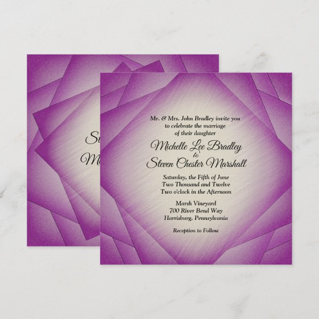 Faire-part de mariage Couches Violettes (Devant / Derrière)