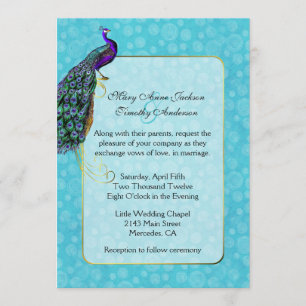 Faire-part de mariage couleur chic Peacock
