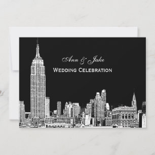 Faire-part de mariage couleur fond DIY NYC Skyline