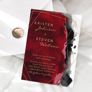 Faire-part de mariage couleur rouge et noir