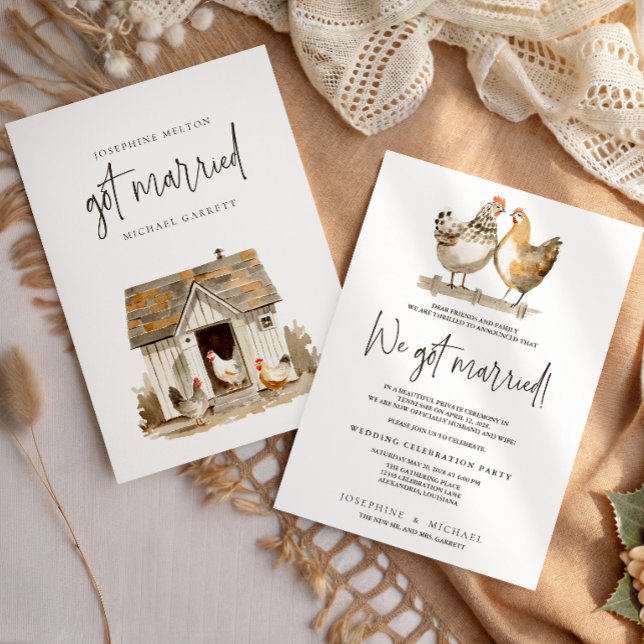 Faire-part de mariage Country Farm Chicken (Créateur téléchargé)
