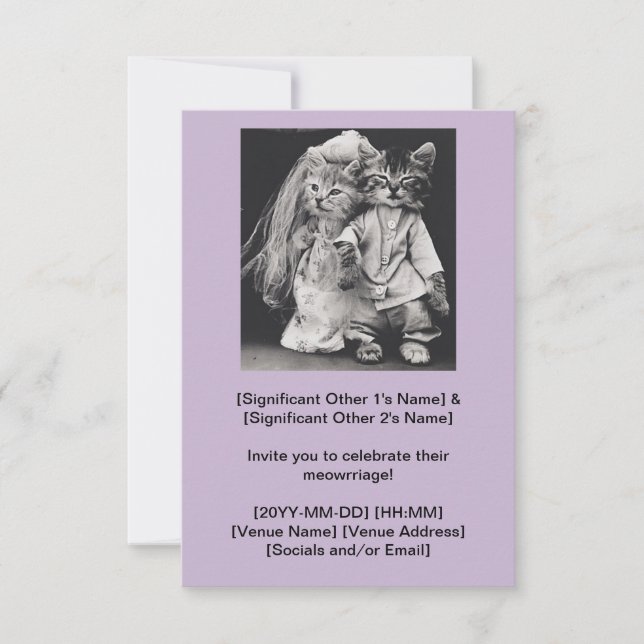 Faire-part de mariage Couple Chat (Devant)