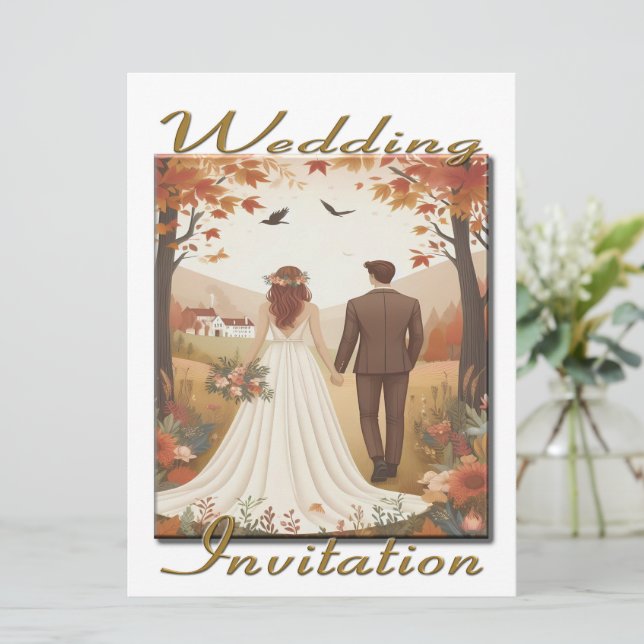 Faire-part de mariage Couple Dans Le Pays - Automn (Debout devant)