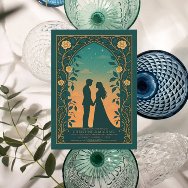 Faire-part de mariage couple silhouette romantique (Créateur téléchargé)